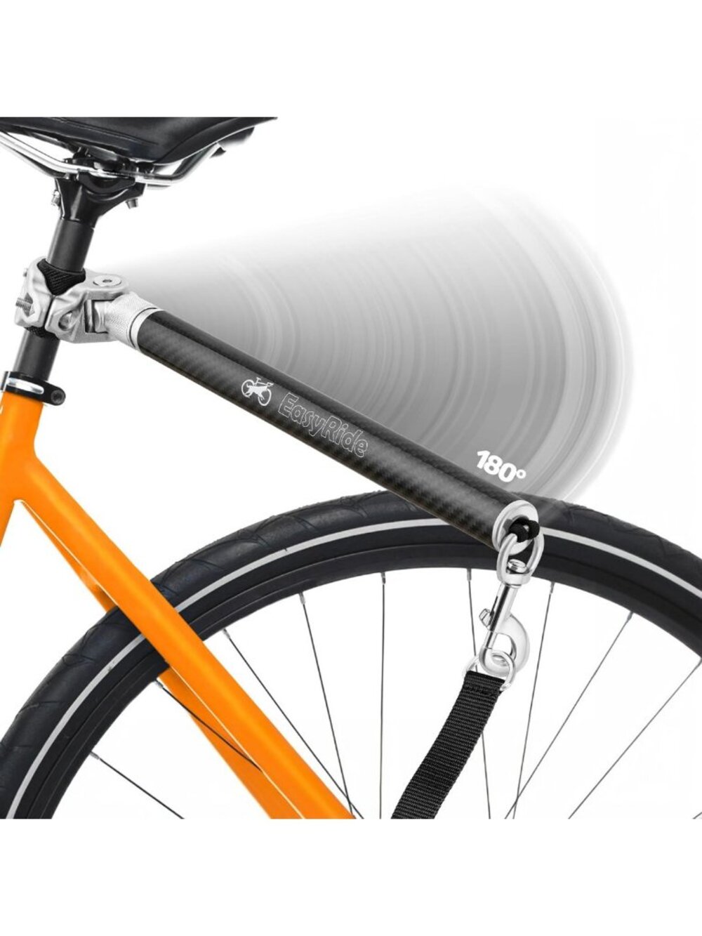 180° Rotating Dog Bike Leash with Shock Absorbers & Quick Attach - Adjustable